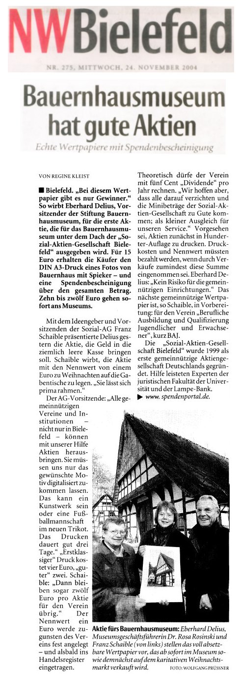 Scan des Artikels Neue Westfälische 24. November 2004